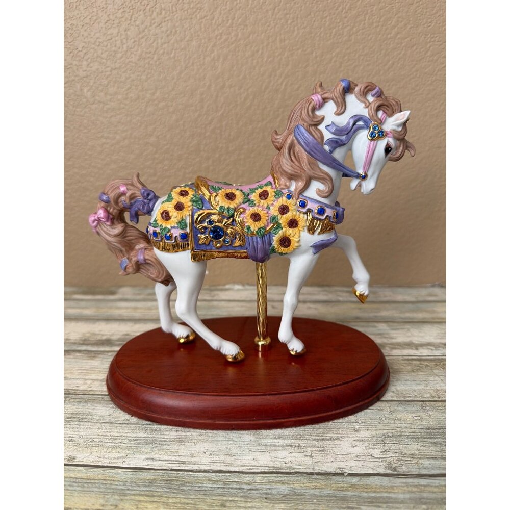 Lenox 2010 Sapphires and Sunflowers Ltd Ed Carousel Horse - No Box or COA - Picture 2 of 15